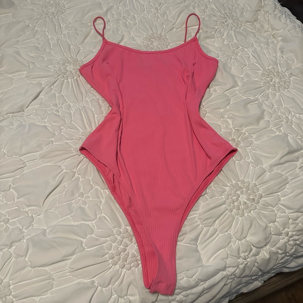 SHEIN Pink Ribbed Bodysuit